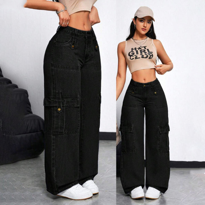 Retro cargo wide-leg jeans