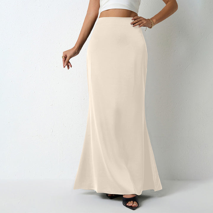 Solid Color Satin Midi Skirt