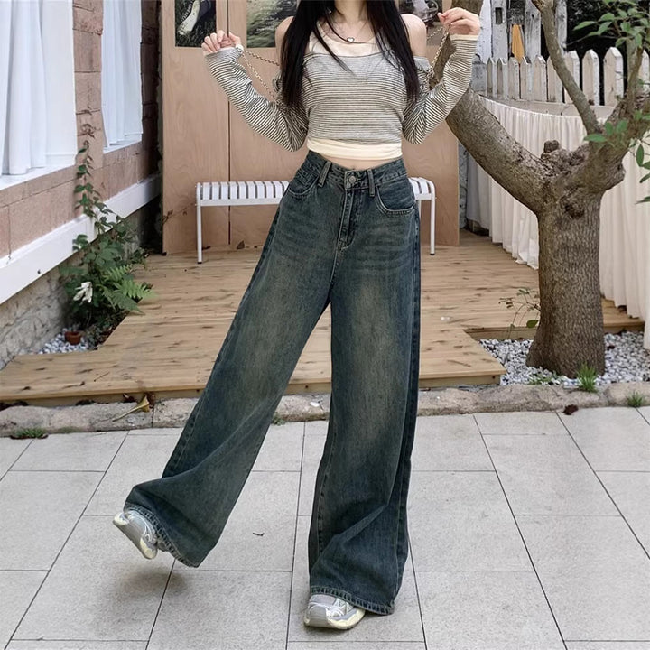 High-waisted slimming straight leg jeans