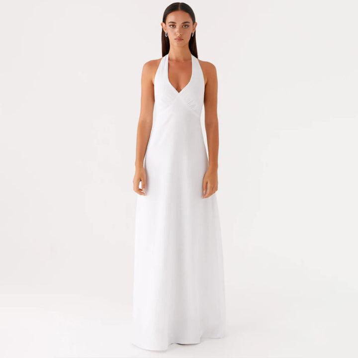 V-neck Sleeveless Halter Dress