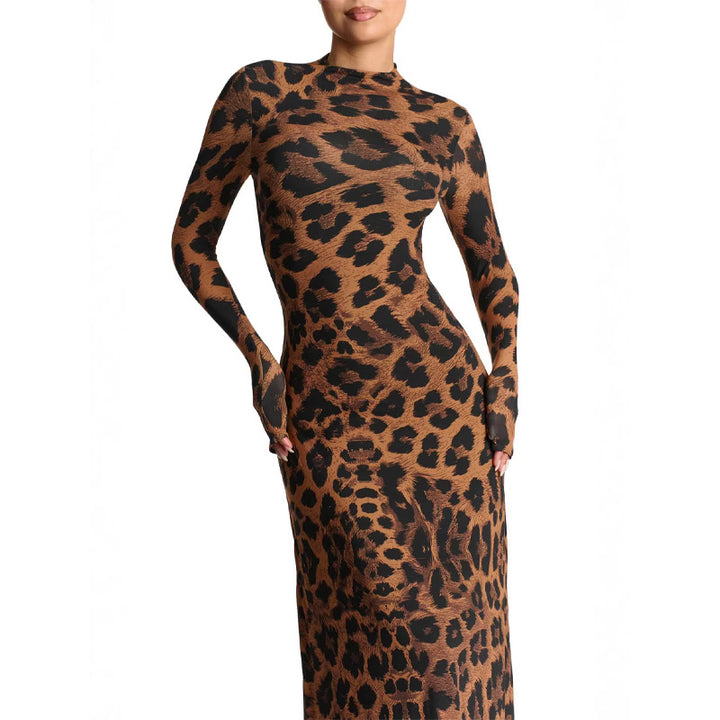 Leopard print fitted dress