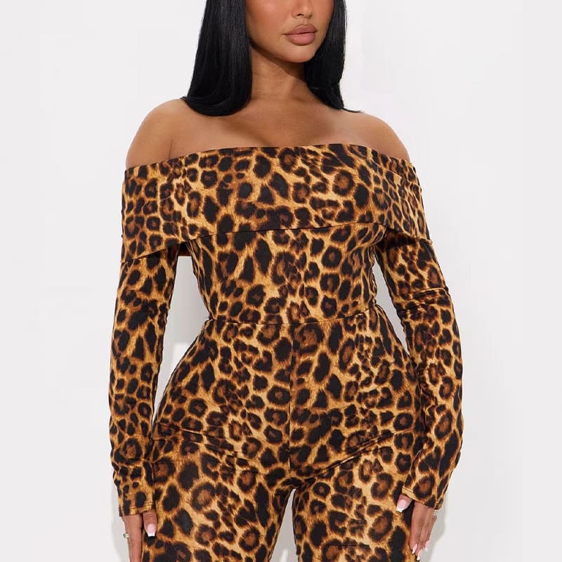 New off-the-shoulder leopard print jumpsuit