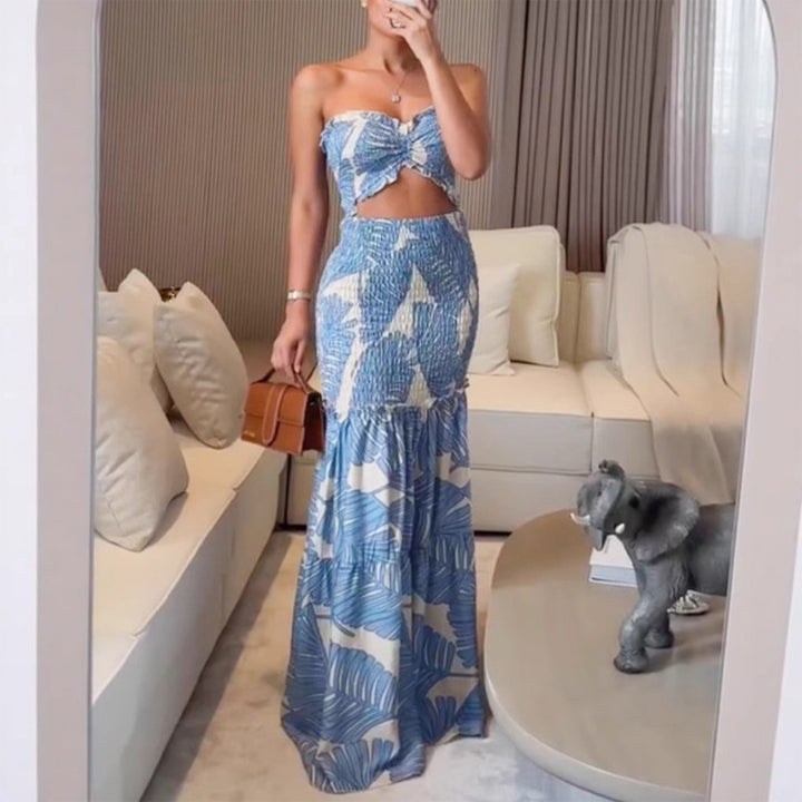 Strapless ruched maxi dress set
