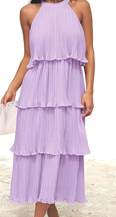 Halter-neck sleeveless ruffle dress