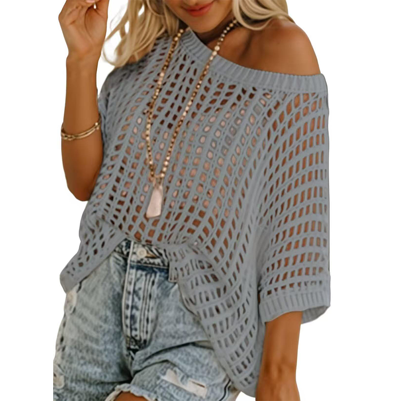 Openwork knit loose top