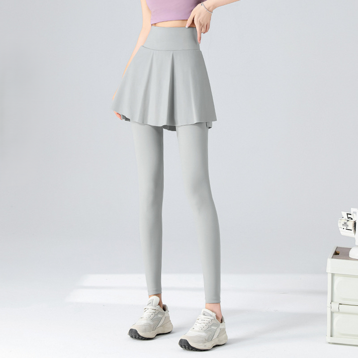 High-waisted faux two-piece yoga skirt and pants