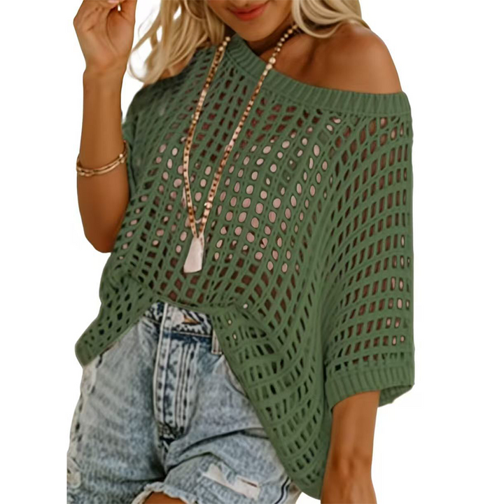 Openwork knit loose top