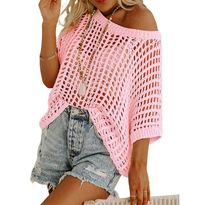 Openwork knit loose top