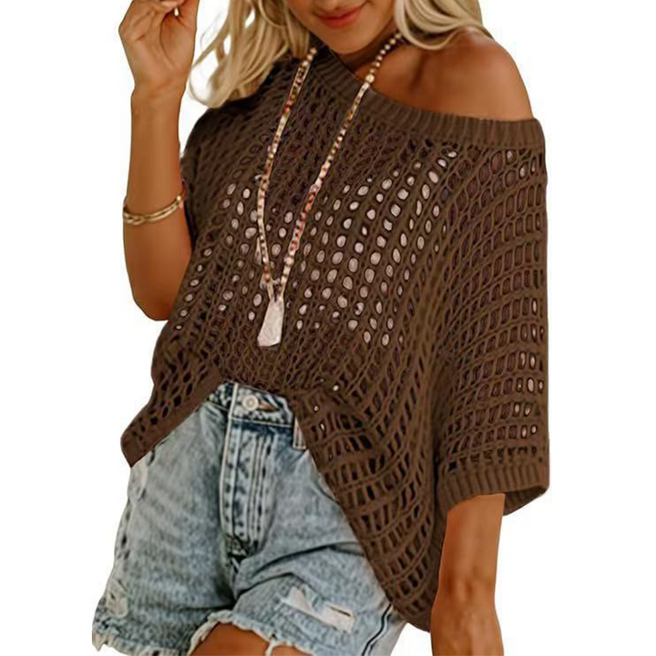 Openwork knit loose top