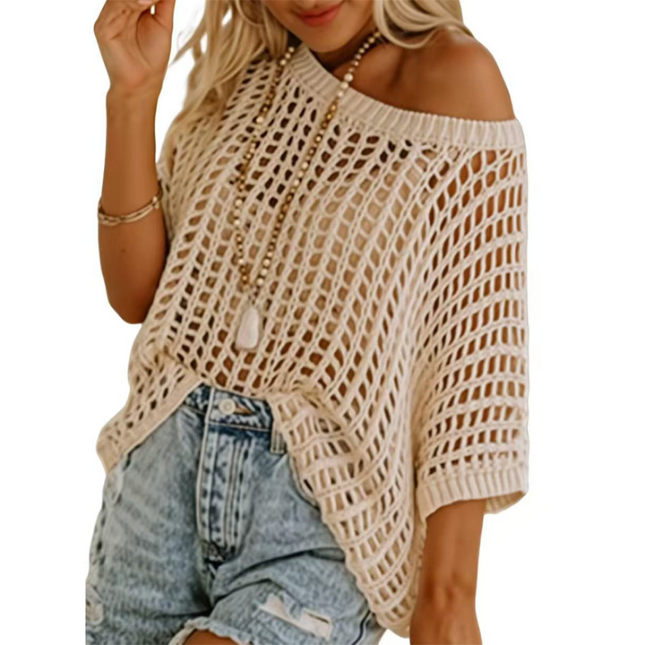 Openwork knit loose top