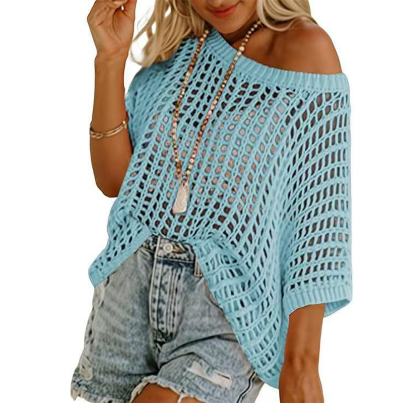 Openwork knit loose top