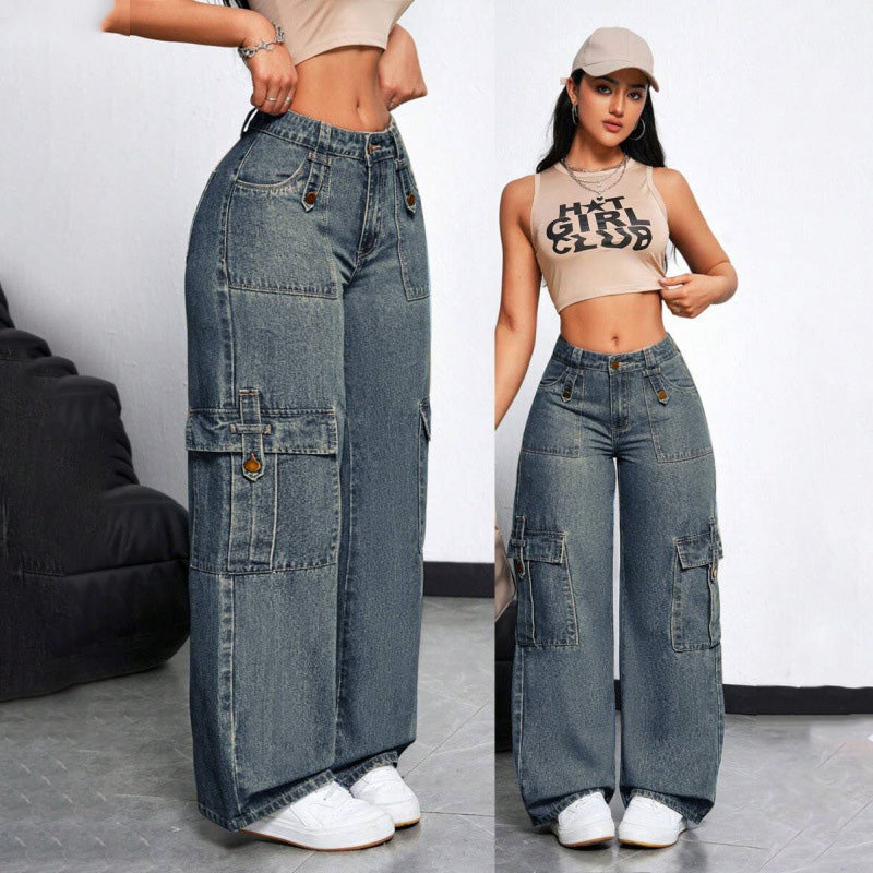 Retro cargo wide-leg jeans