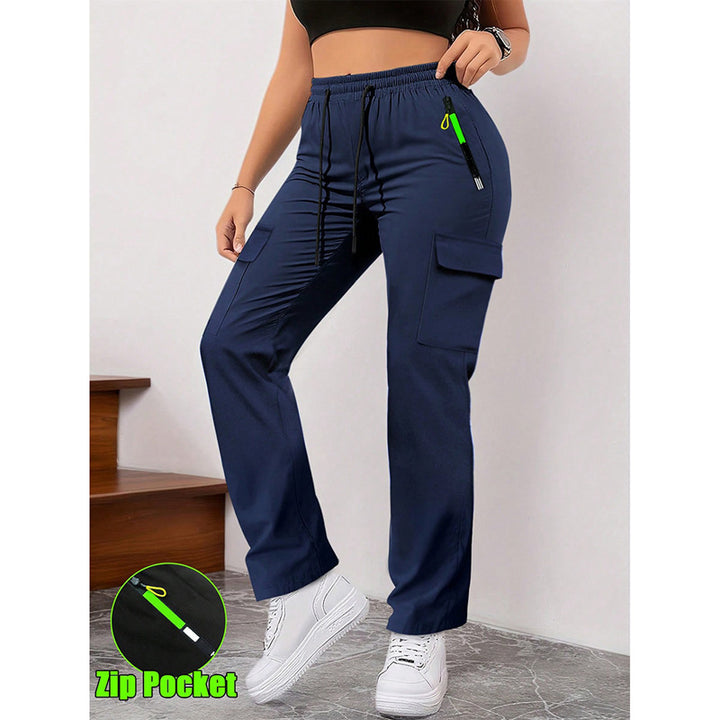 Workwear Style Drawstring Casual Pants