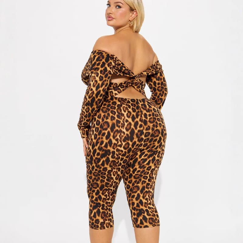 New off-the-shoulder leopard print jumpsuit