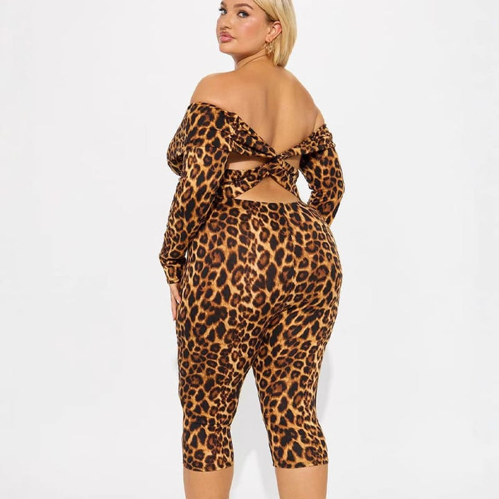 New off-the-shoulder leopard print jumpsuit