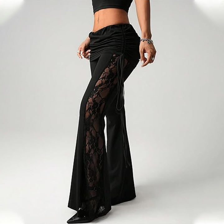 Lace-trimmed flared pants