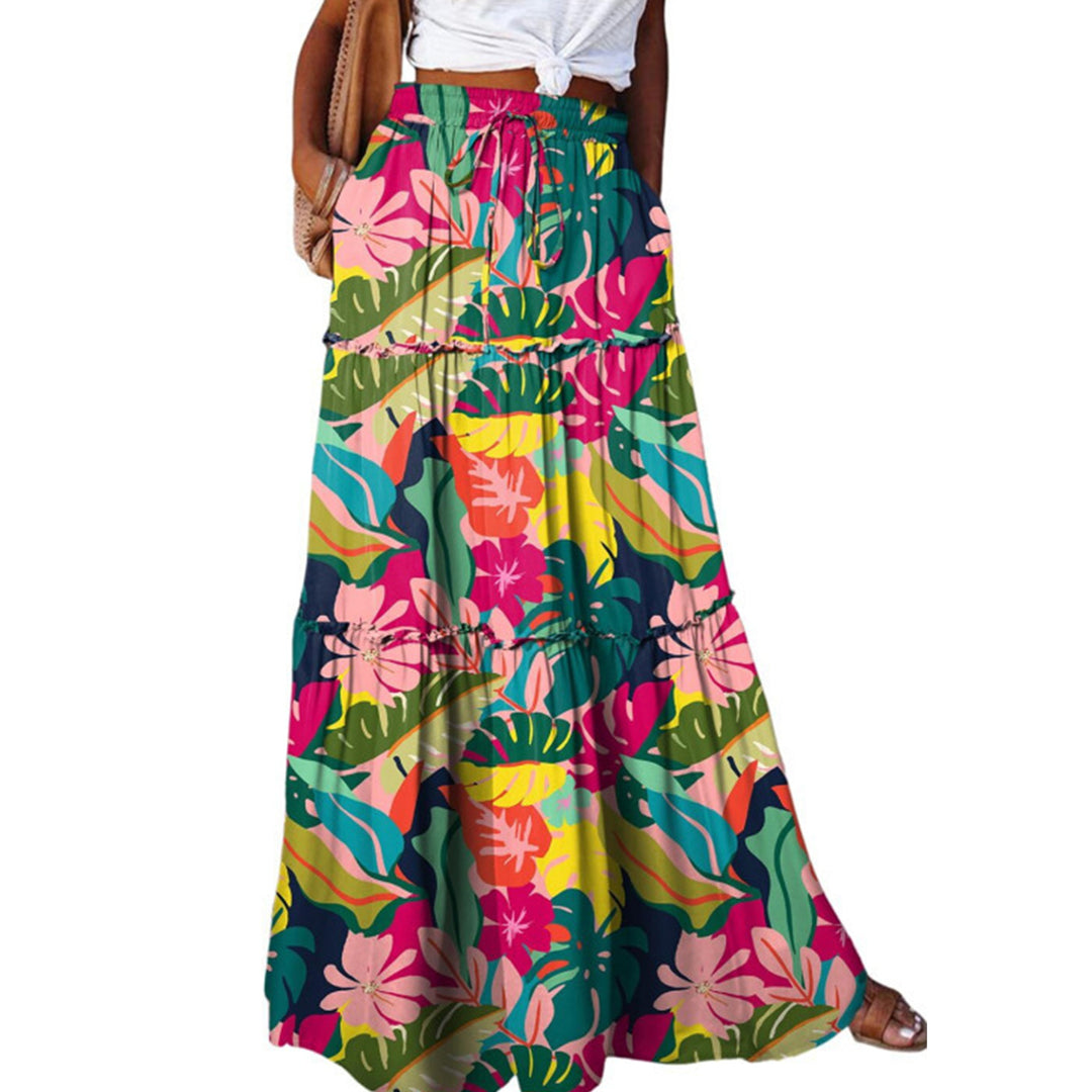 Casual Printed Midi Skirt