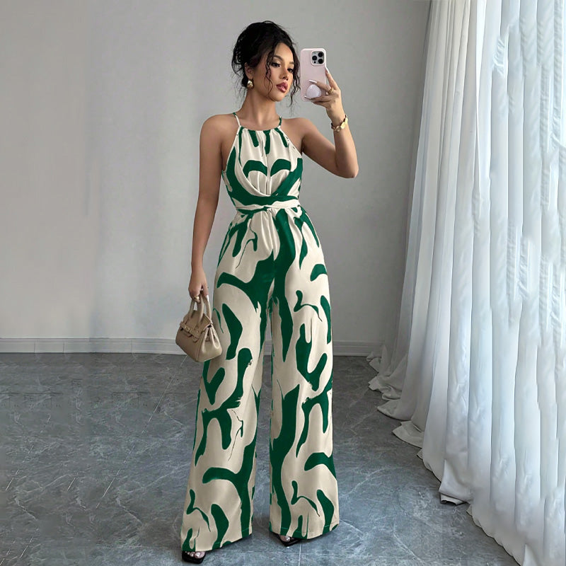 halter-neck loose jumpsuit