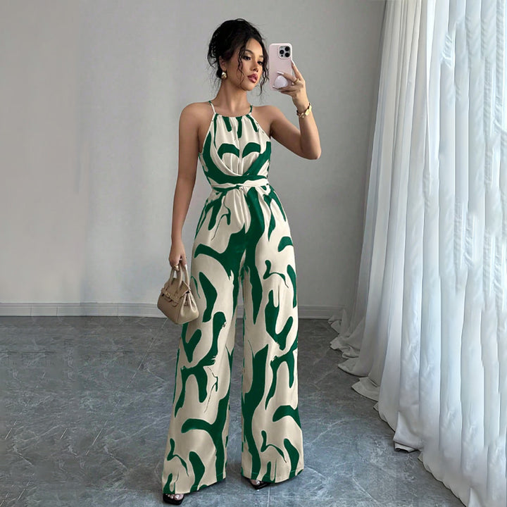 halter-neck loose jumpsuit