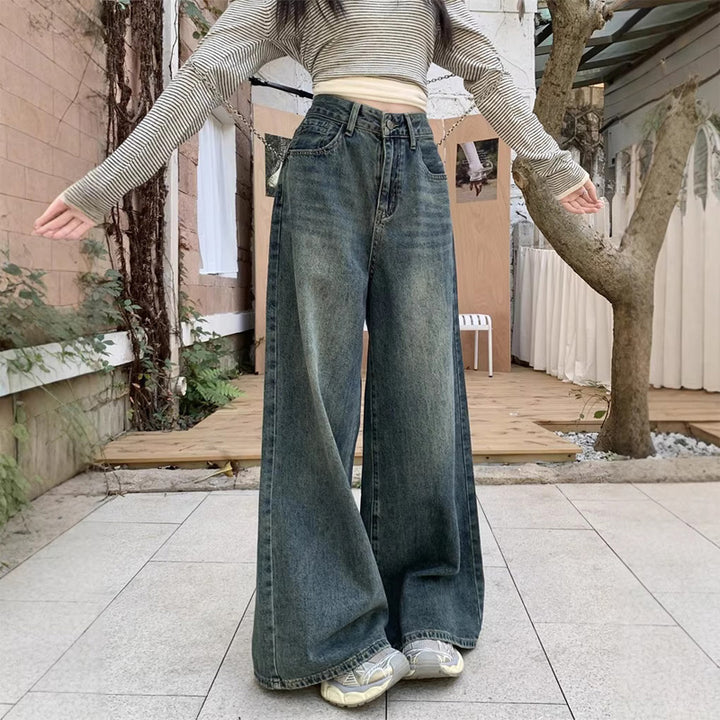 High-waisted slimming straight leg jeans