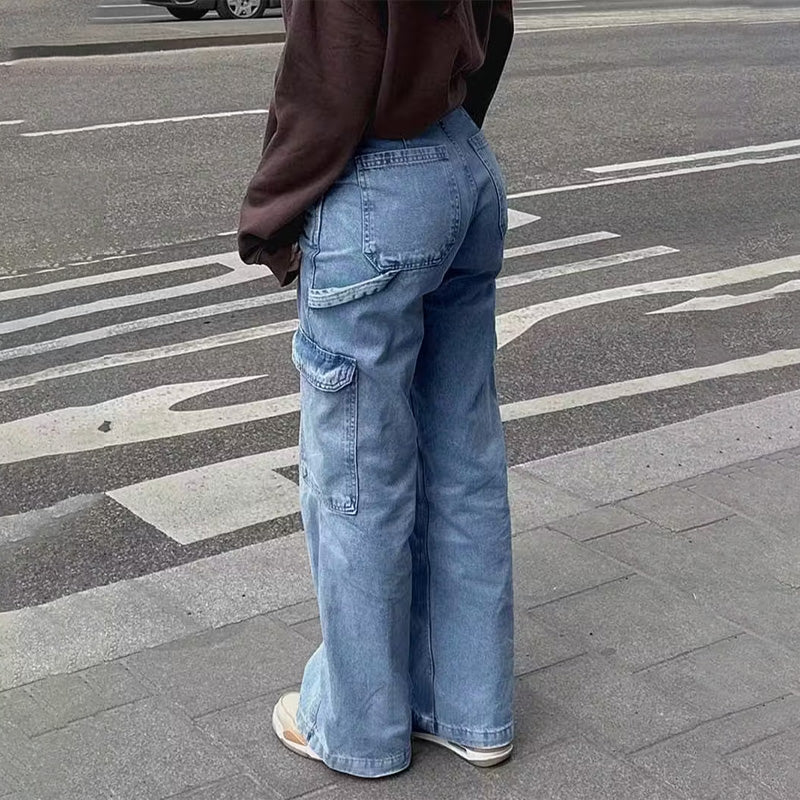 Workwear style wide-leg jeans