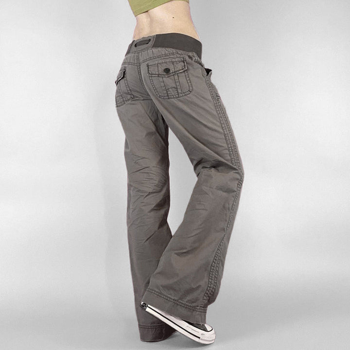 Retro drawstring wide-leg cargo pants