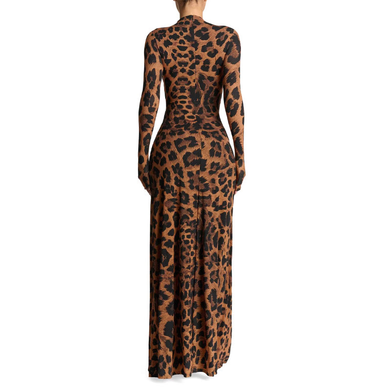 Leopard print fitted dress