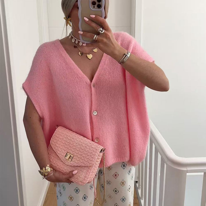 V-neck Knit Cardigan Casual Sweater