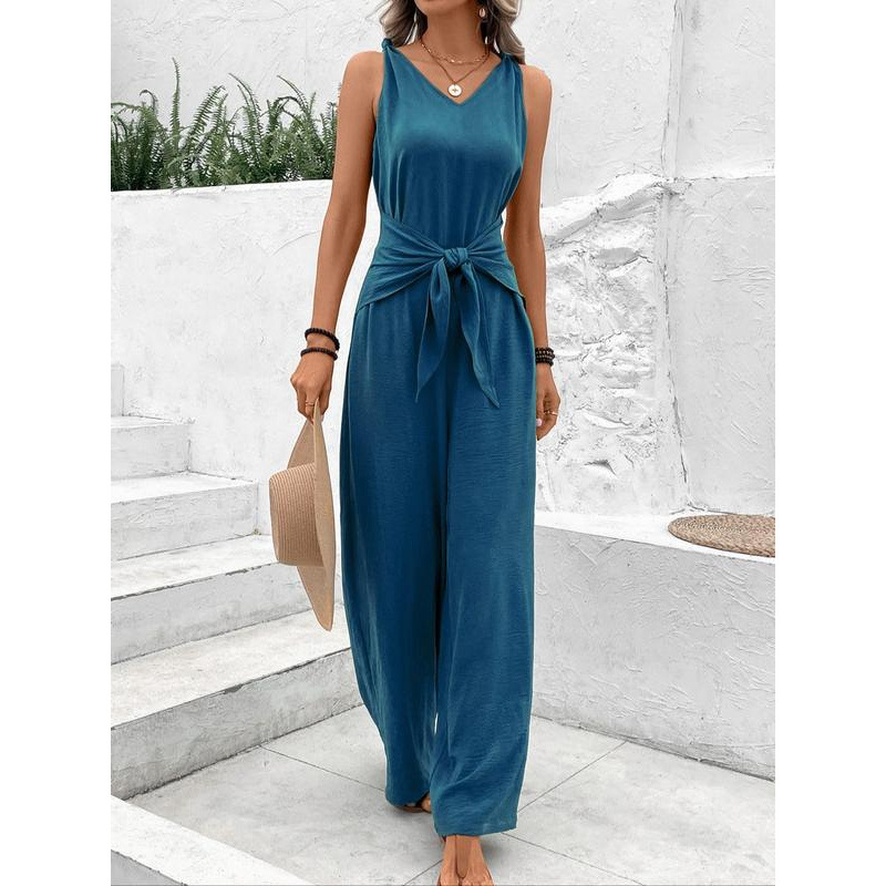 Solid Color Tie-Wrap Shapewear Bodysuit