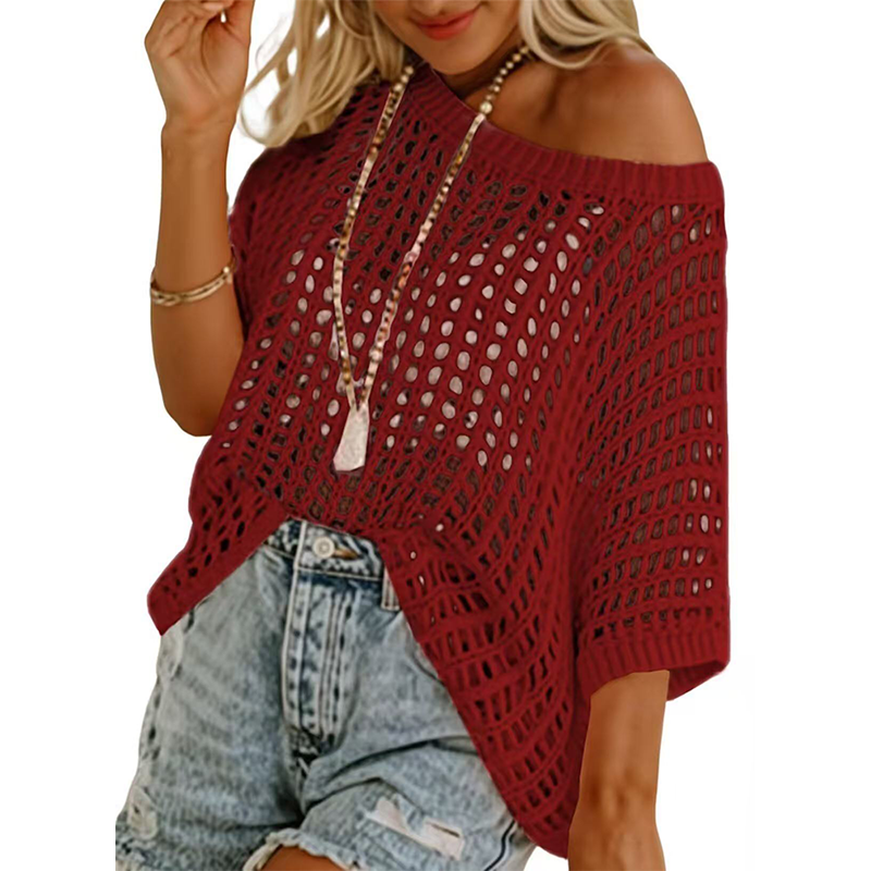 Openwork knit loose top