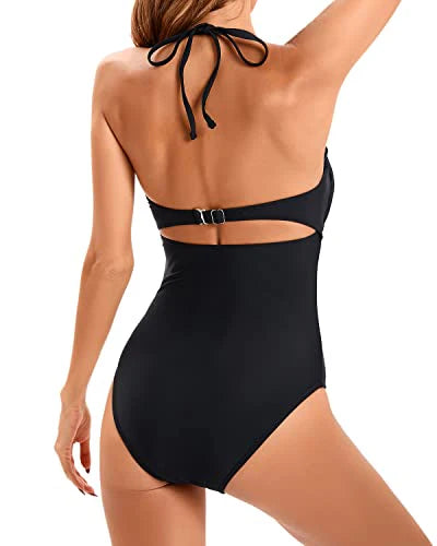 Lace Hanging Neck Backless One-piece Swimsuit