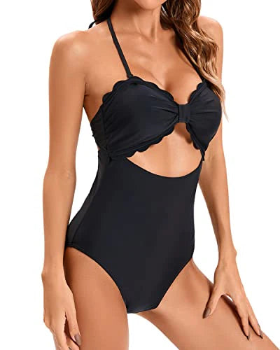 Lace Hanging Neck Backless One-piece Swimsuit