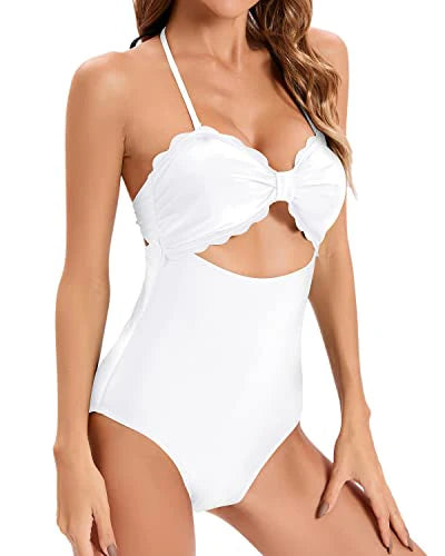 Lace Hanging Neck Backless One-piece Swimsuit