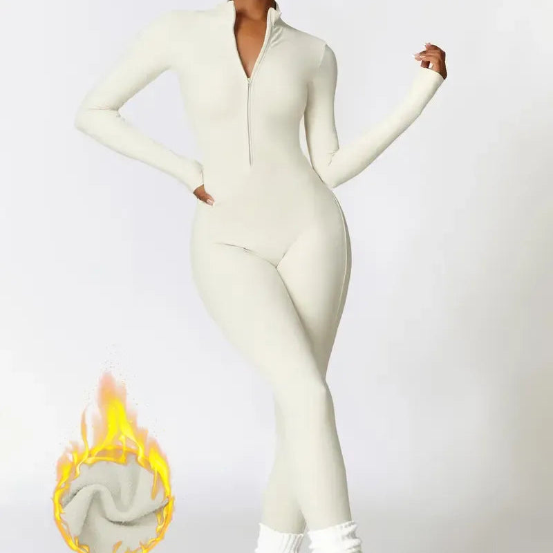 Women's Solid Zip Up Skiing Jumpsuit
