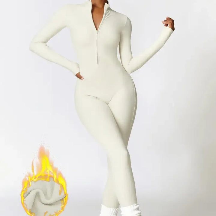 Women's Solid Zip Up Skiing Jumpsuit