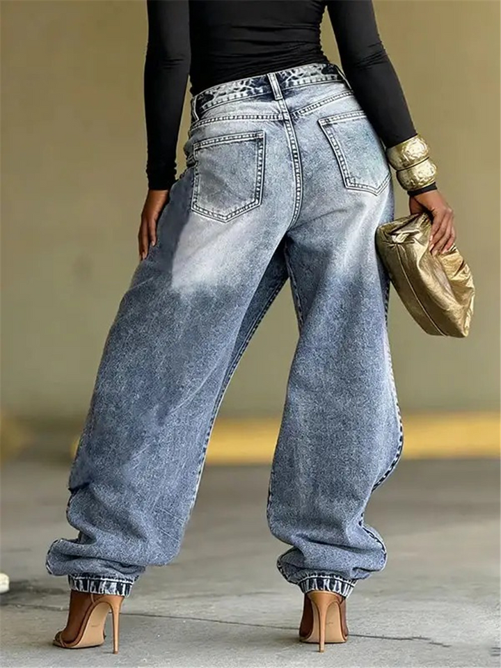 Stylish and casual design with fringed jeans