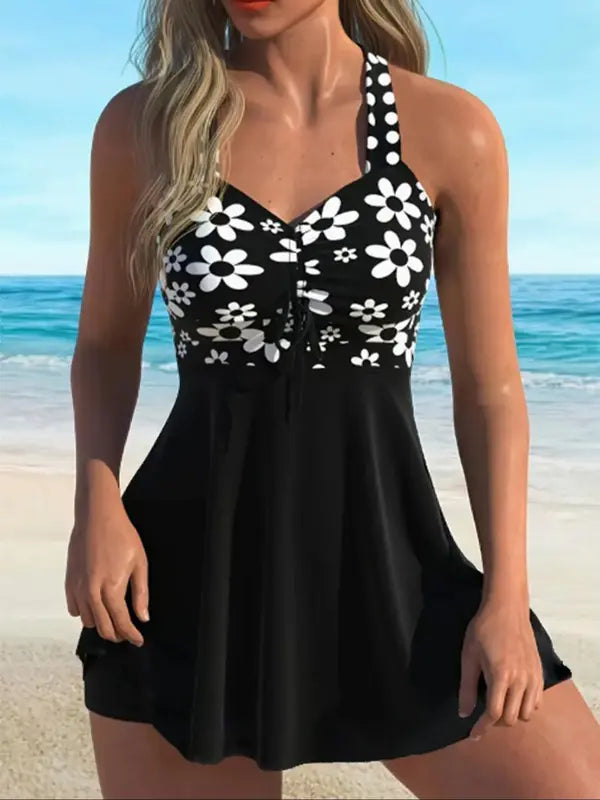 Printed high-waisted bikini two-piece swimsuit