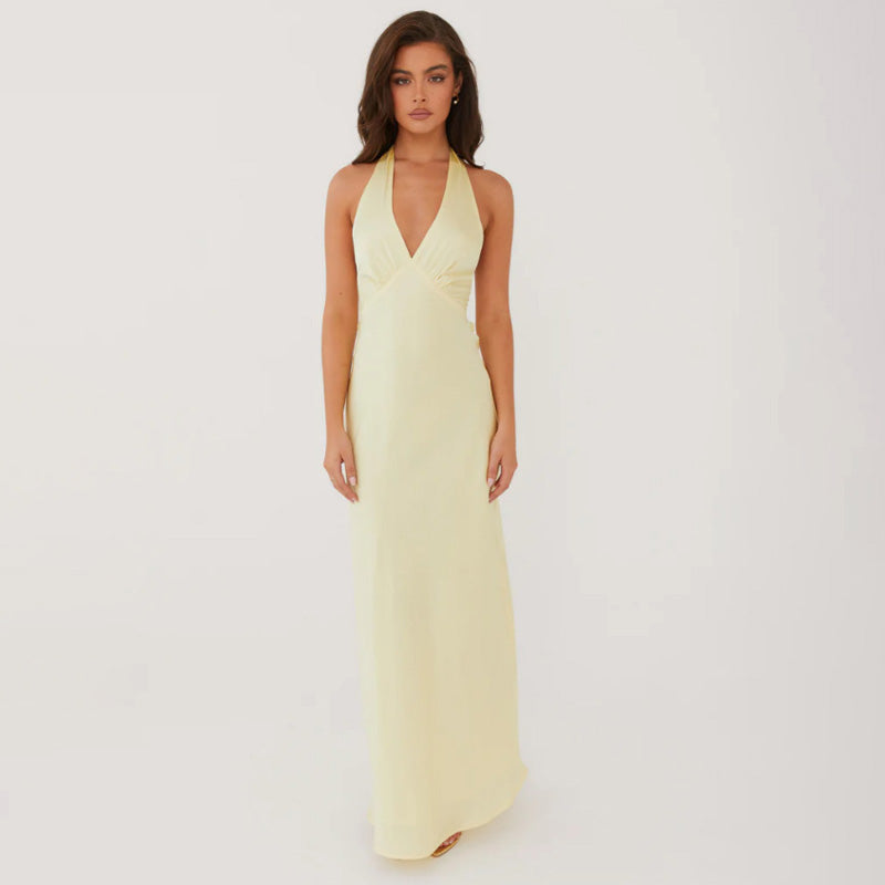 V-neck Sleeveless Halter Dress