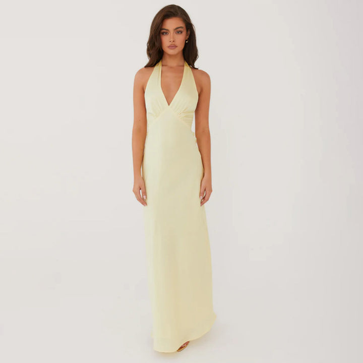 V-neck Sleeveless Halter Dress