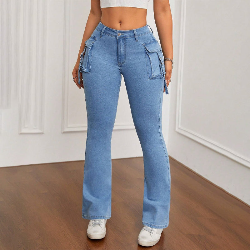 Retro Pocket Flared Jeans