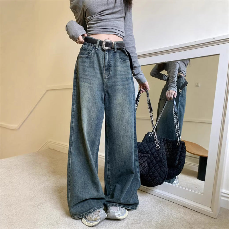 High-waisted slimming straight leg jeans