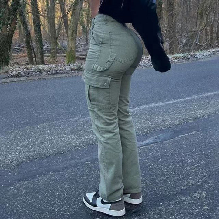High-waisted slim-fit cargo pants
