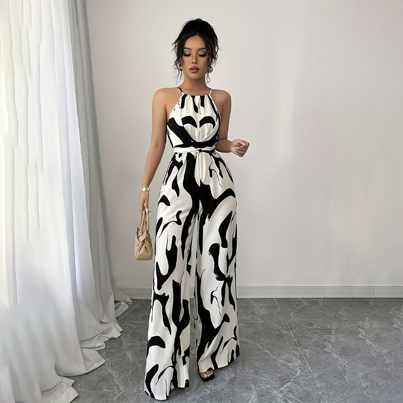halter-neck loose jumpsuit