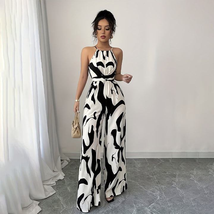 halter-neck loose jumpsuit