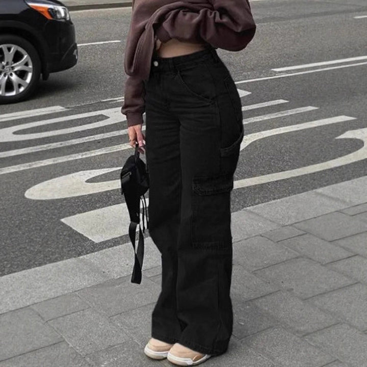 Workwear style wide-leg jeans