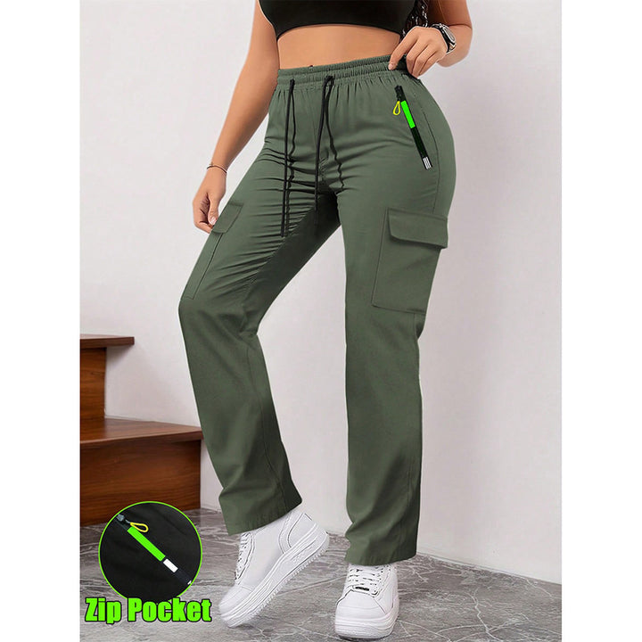 Workwear Style Drawstring Casual Pants