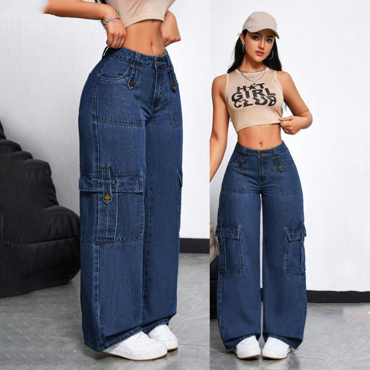 Retro cargo wide-leg jeans