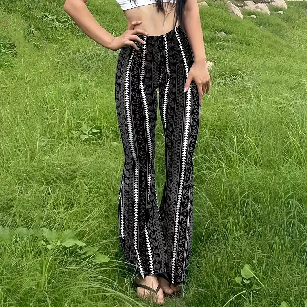 Women'S  Bohemian Printed Flared Pants