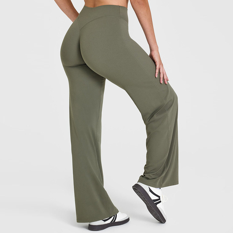 High-waisted wide-leg athletic pants