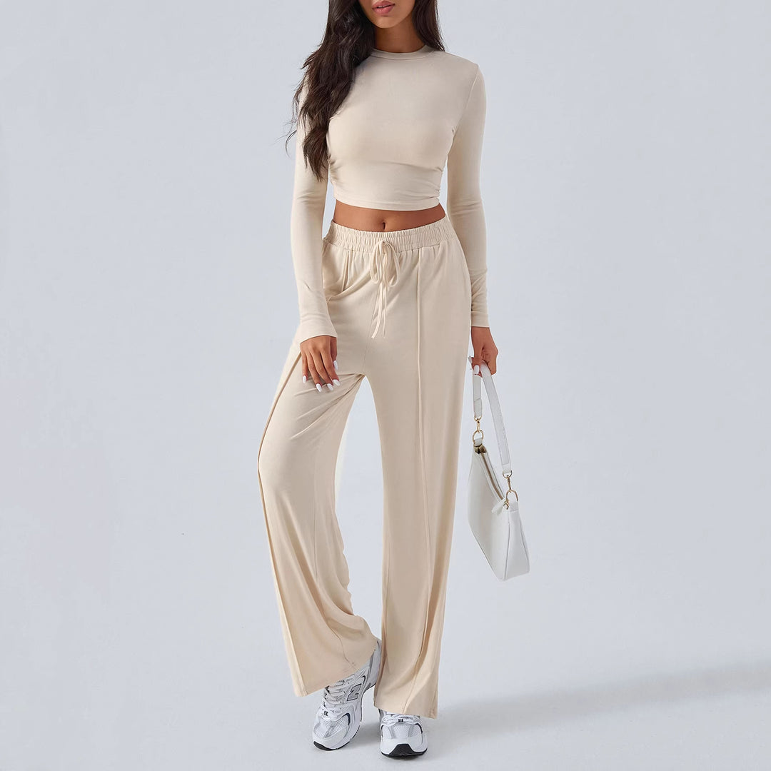 Women's drawstring waist fashionable casual trousers
